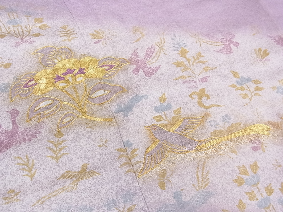 花美人■極上 訪問着 駒刺繍 鳳凰花文 金彩 伊勢丹扱い 逸品 ps661 金彩 振袖 KIMONO 駒刺繍 扇面鳳凰吉祥文 きめ細やかな金駒刺繍を施し美しい色彩が格の高さを感じさせる本格志向