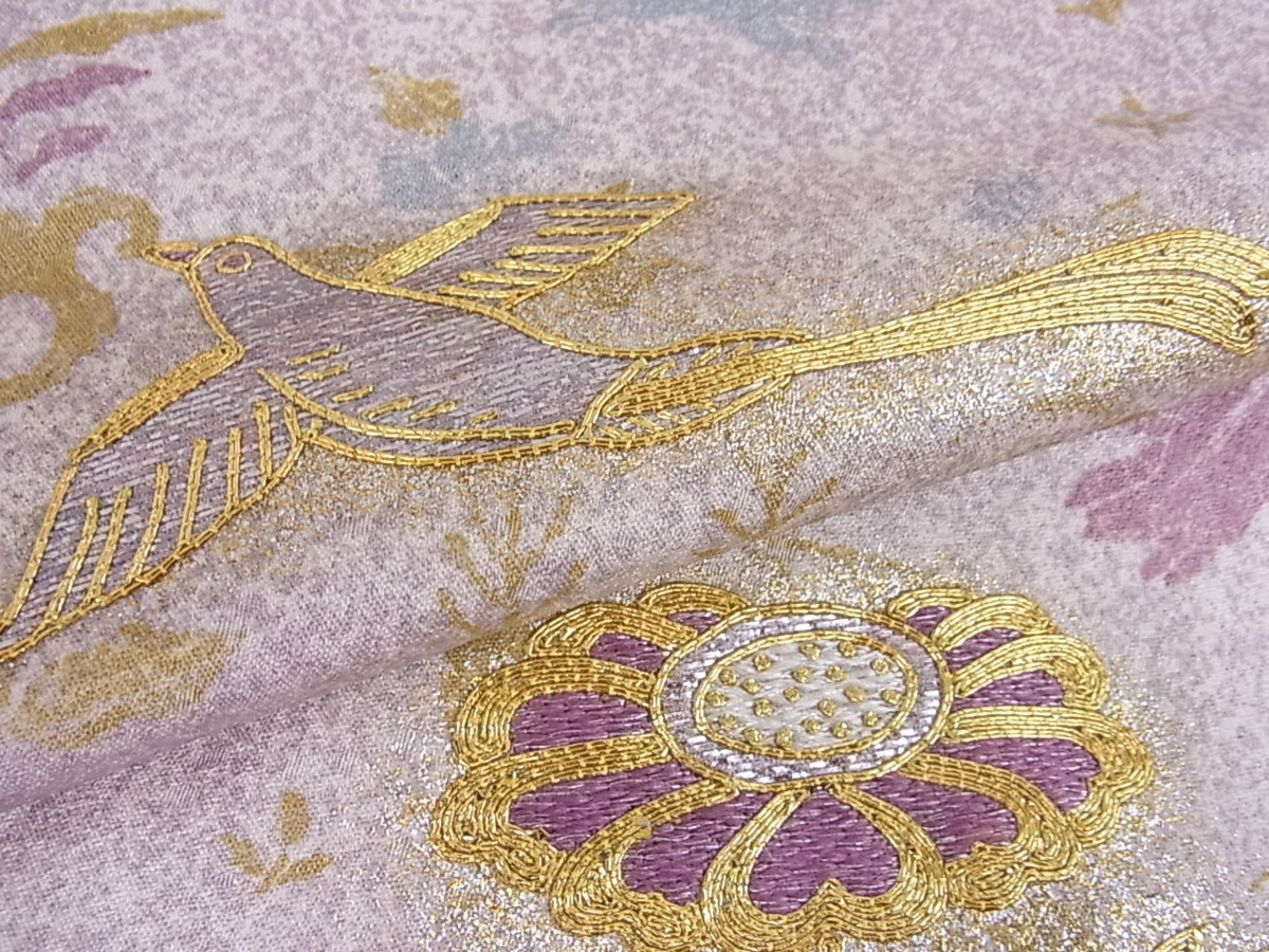 花美人■極上 訪問着 駒刺繍 鳳凰花文 金彩 伊勢丹扱い 逸品 ps661 金彩 振袖 KIMONO 駒刺繍 扇面鳳凰吉祥文 きめ細やかな金駒刺繍を施し美しい色彩が格の高さを感じさせる本格志向