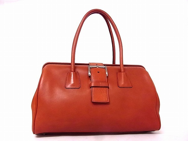 1円□美品□ PRADA プラダ ロゴ レザー シルバー金具 ハンドバッグ