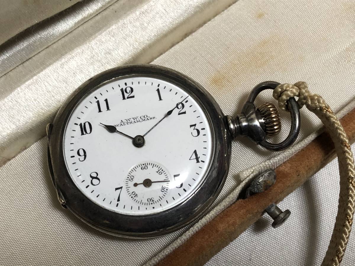 A.W.W.Co WALTHAM MASS ウォルサム スターリングシルバー懐中時計 手 