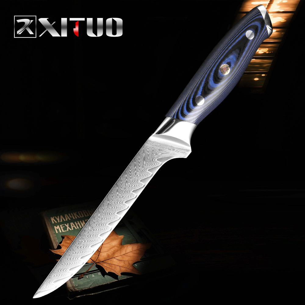 2026，お買い得 高級包丁 XITUO 海外ブランド 骨スキ包丁 ダマスカス鋼 67層 VG10 V金10号 5.5インチ ブルー 骨抜き ナイフ(骨すき)｜売買されたオークション情報、yahooの商品情報をアーカイブ公開 - オークファ 包丁
