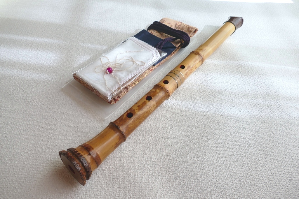 真山銘 一尺八寸管 金一線藤巻中継 唄口金巻き 二つ