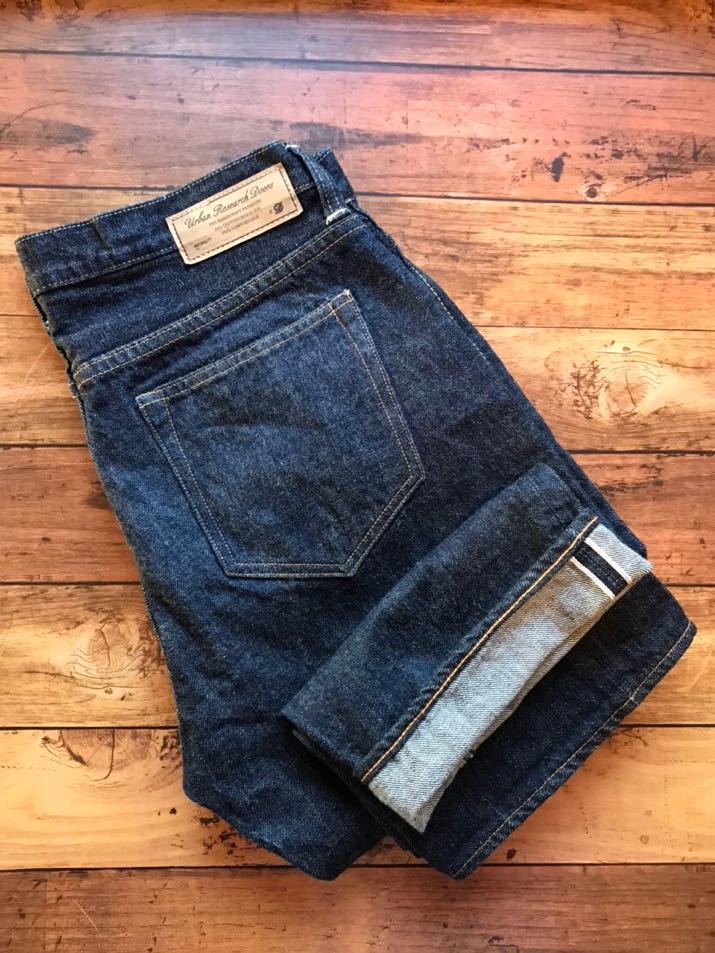 ほぼ未使用　アーバンリサーチ　本格　セルビッジ　デニム　ボタンフライ　赤耳 日本製　濃紺　サイズ40 （Lサイズ） W32 ～ W34