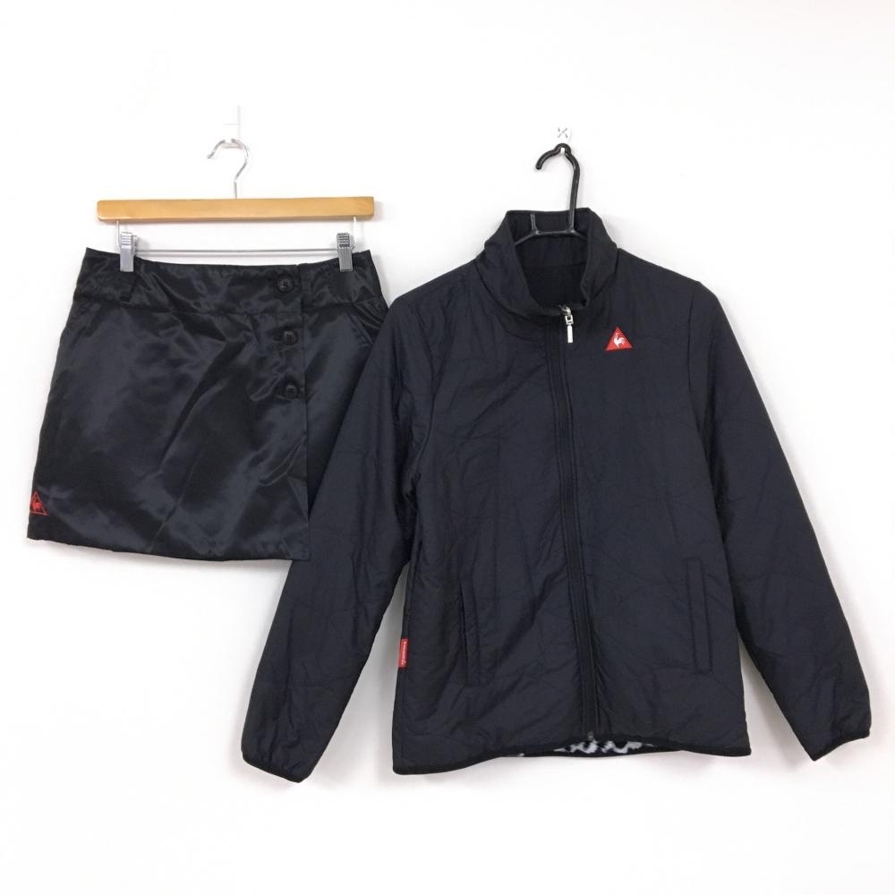 最安値，正規品 le coq sportif ルコック 上下セットアップ 中綿ブルゾン&times; ラップスカート 黒&times;白 レディース L ゴルフウェア(ジャンパー、ジャケット)｜売買されたオークション情報、yahooの商品情報を ジャンパー、ジャケット