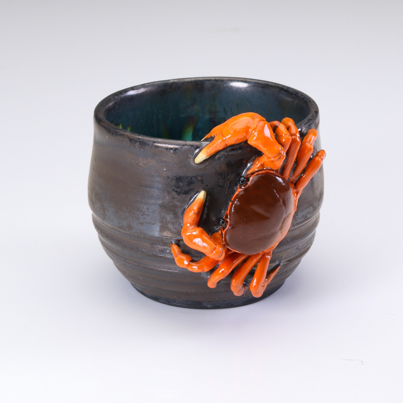 【MG敬 腰越祐貴個展Ⅱ】腰越祐貴 作『サワガニ(赤)のぐい呑(青)』yu64-2