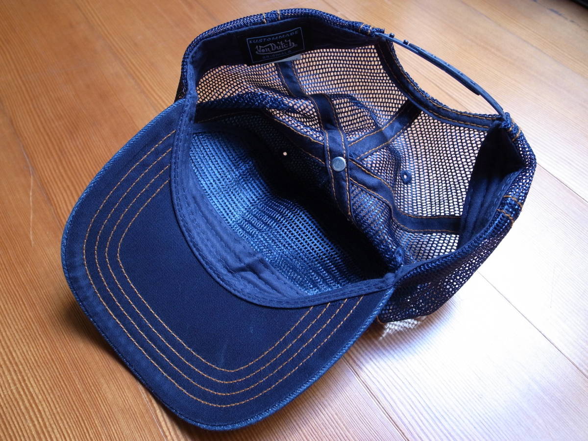 Von Dutch ボンダッチ　メッシュキャップ　デニム ストーン 帽子 公式 ボンダッチ Von Dutch KUSTOMMADE ORIGINALS 野球帽 キャップ