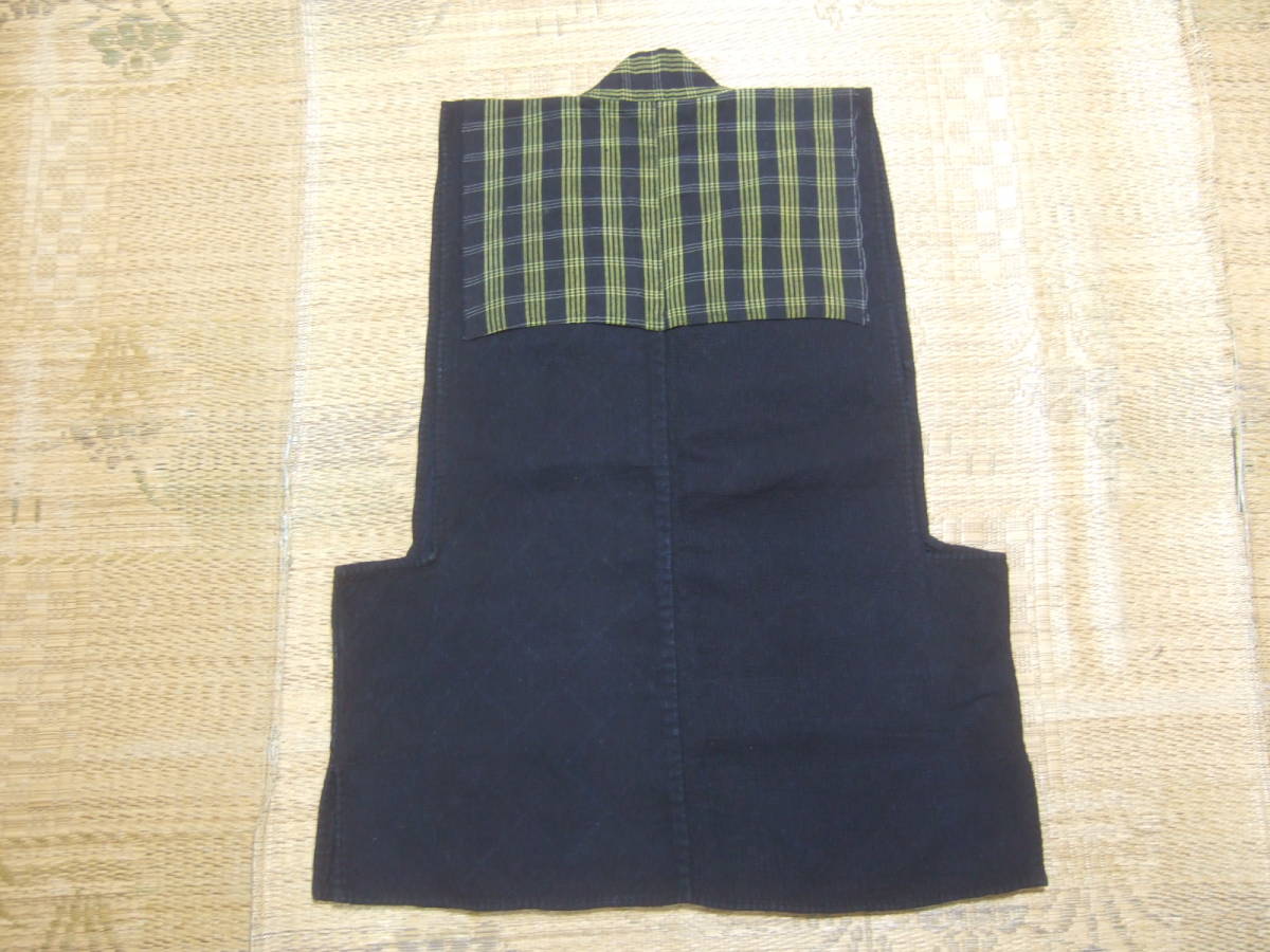 藍染 襤褸 刺し子 リメイク 木綿 古布 庄内刺し子(袖無し)半纏 升刺し 