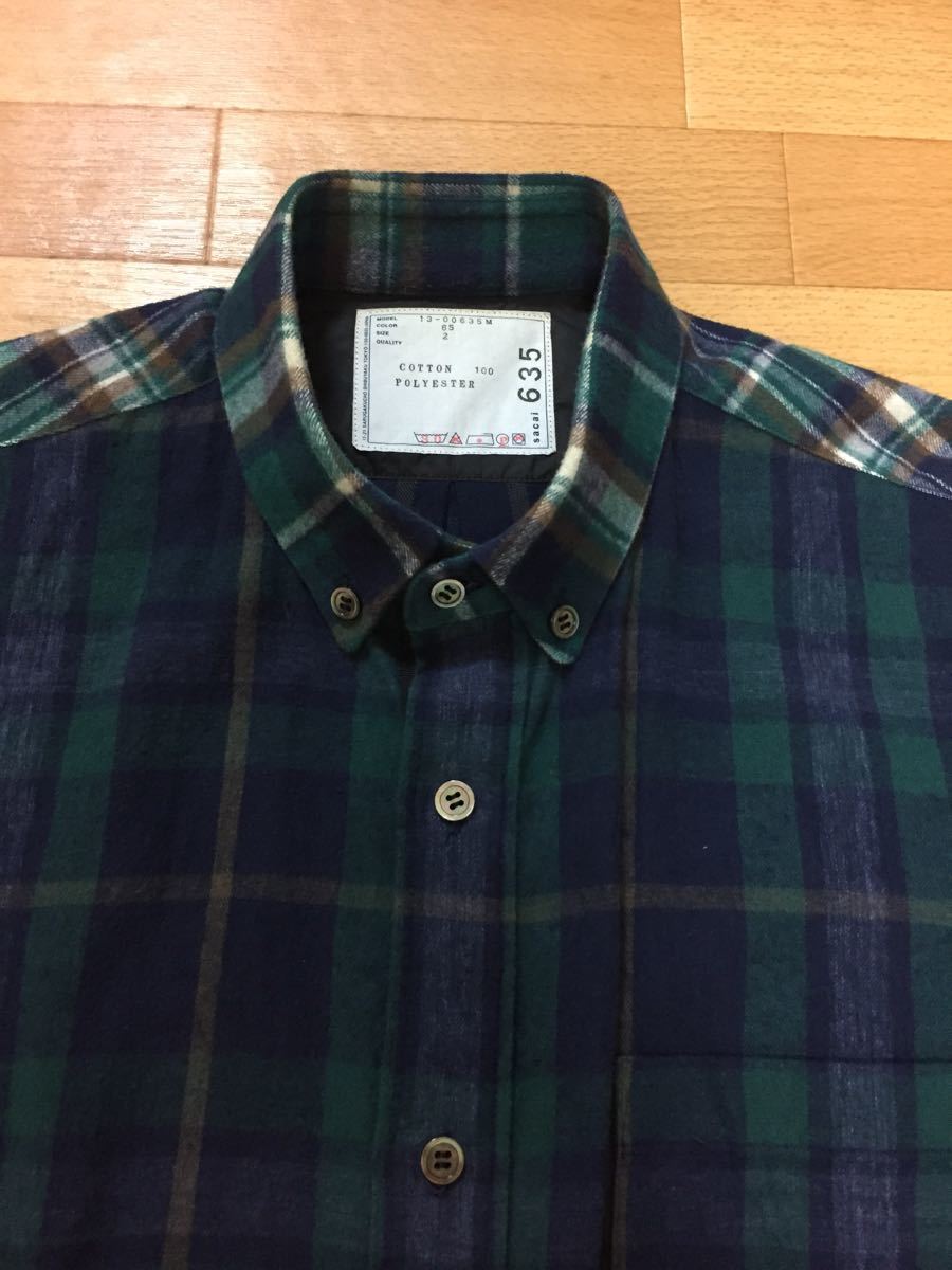 sacai サカイ メンズ ネルシャツ ドローコード 長袖シャツ  