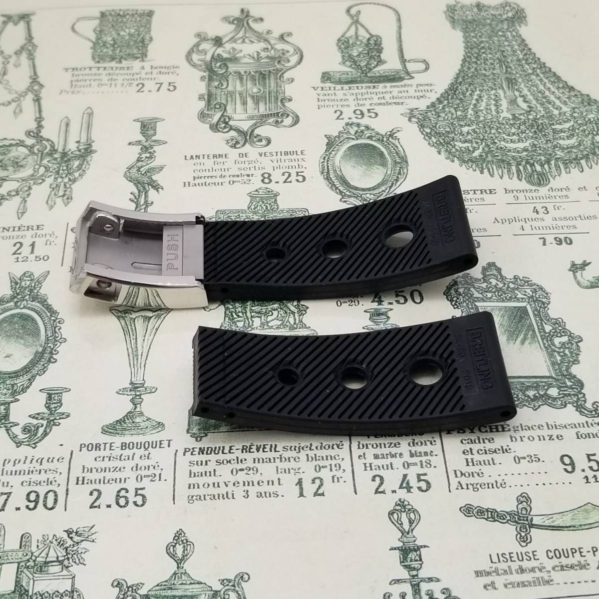 BREITLING ブラックラバーベルト クラスプバックル 【互換品