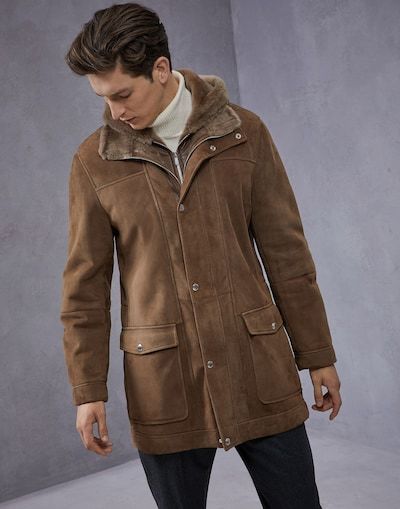 Brunello Cucinelli ブルネロクチネリ ムートン レザー コート 