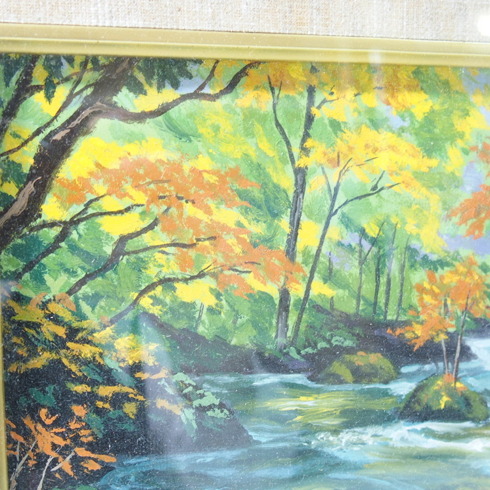 中俣太一『秋の足音(奥入瀬)』油彩画　フレーム付き 絵画 油絵 中俣太一 「秋のささやき(奥入瀬)」SM号 油彩 リアリズム 新