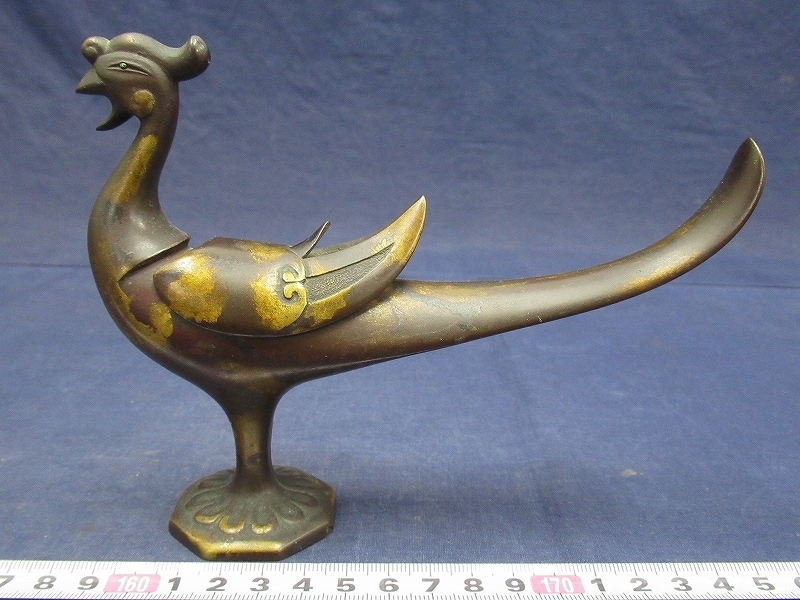 新品！純銅 细工 香炉 置物 D2266 苟美斎猷興 鋳銅 瑞鳳 香炉 鳳凰形香炉 小香炉