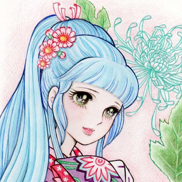 「たくさんのお花」※原画※真作※直筆サイン入り※額無し 直筆サイン入り ⁄ カワイイ＆おとめチック 嶋木あこ20周年記念 サイン
