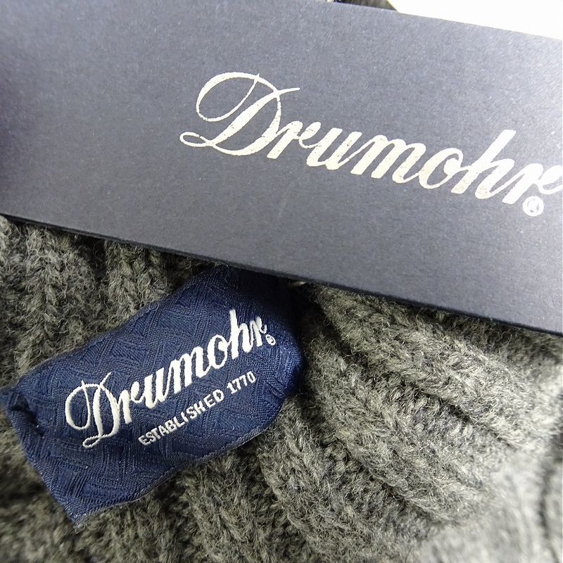 Drumohr ドルモア伊製コットン霜降りシーグリーンクルーネック