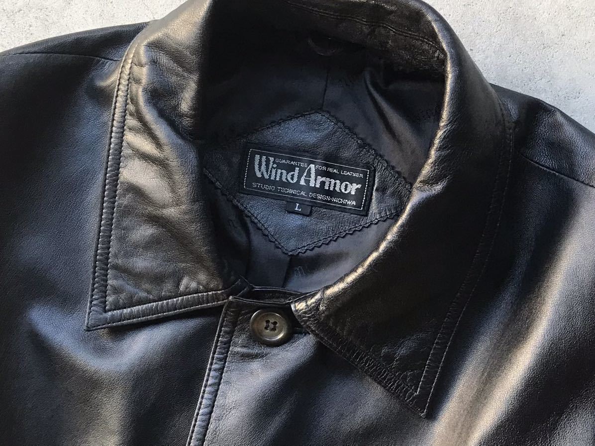 美品 ニチワ社 Wind Armor イタリア産羊革使用 ラムレザージャケット L