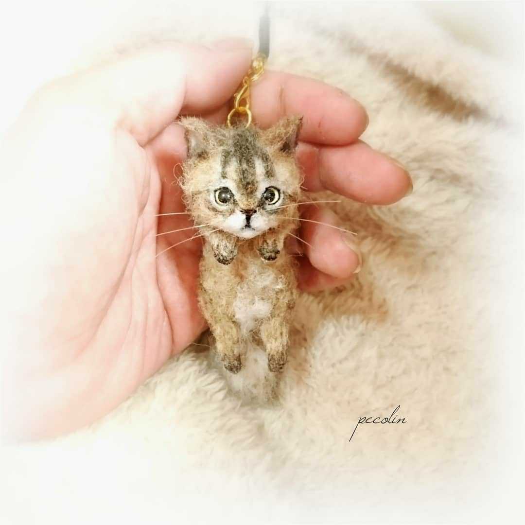 PECO-LIN 羊毛フェルト ミニチュアぬいぐるみ 豆猫 peco-lin 豆猫