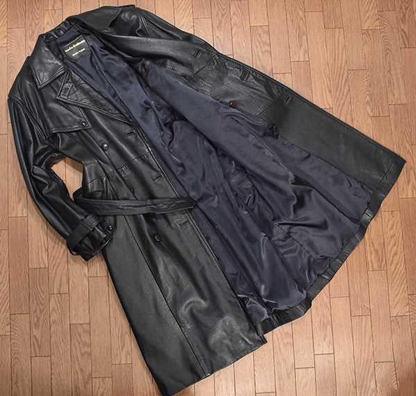 moda Italiana 黒 レザー トレンチコート