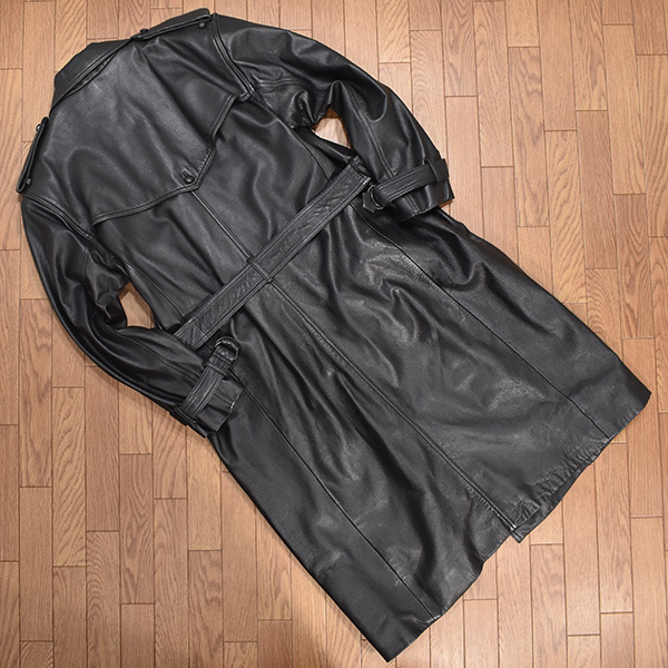 モーダイタリアーナ moda italiana ロングレザートレンチコート M 