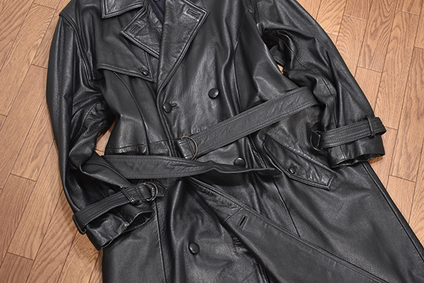 モーダイタリアーナ moda italiana ロングレザートレンチコート M 