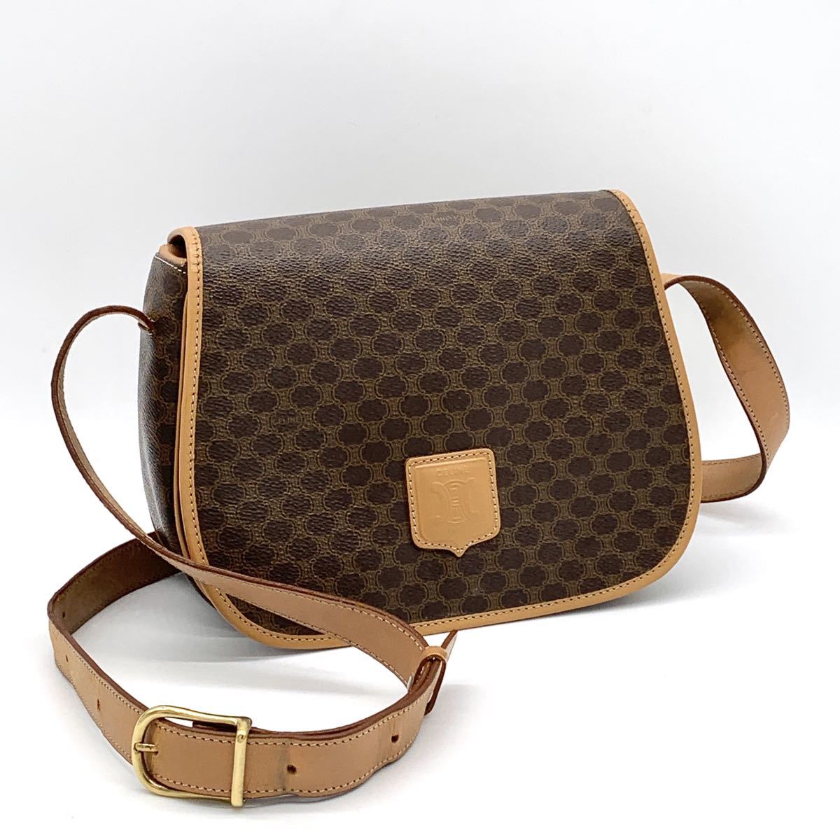 1円 CELINE オールド セリーヌ マカダム柄 マカダム ブラゾンロゴ 