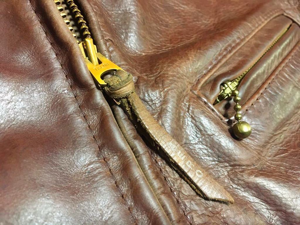 AERO LEATHER エアロレザー ハーフベルテッド 赤茶革 ライダースJKT 36 
