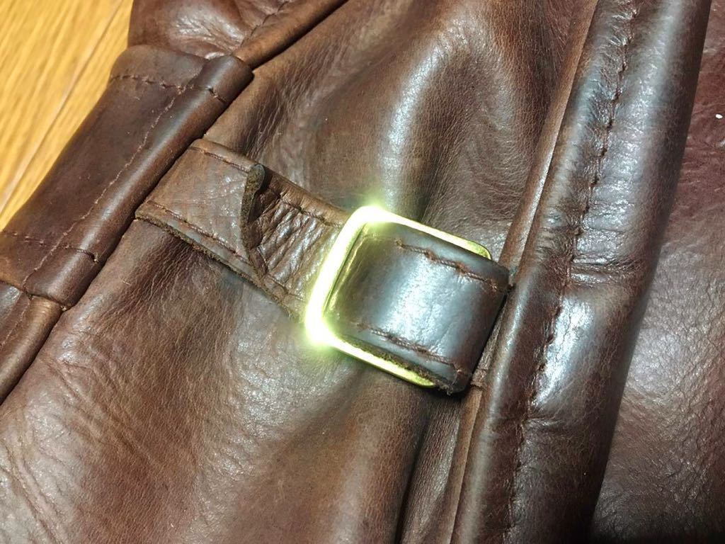 AERO LEATHER エアロレザー ハーフベルテッド 赤茶革 ライダースJKT 36 