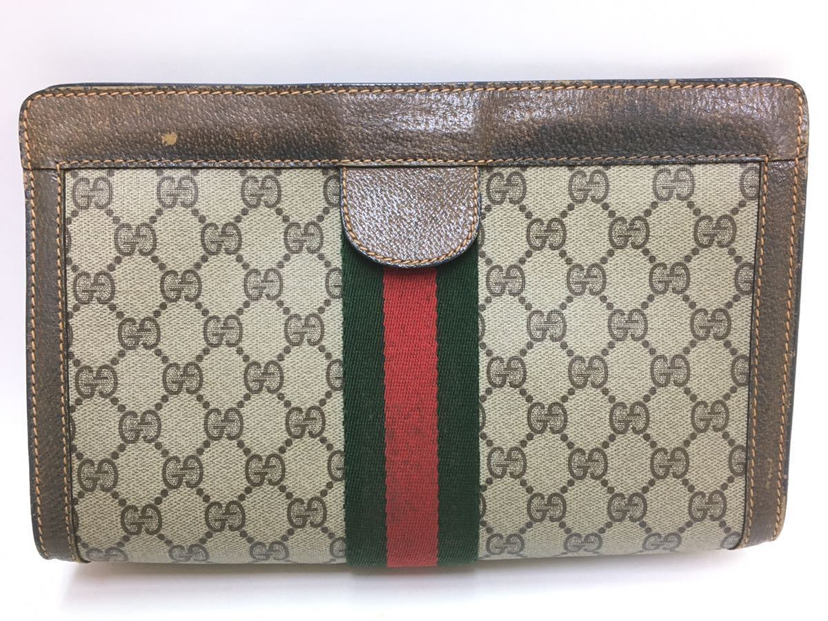 GUCCI/グッチ シェリーライン GG柄 PVC クラッチバッグ セカンドバッグ 