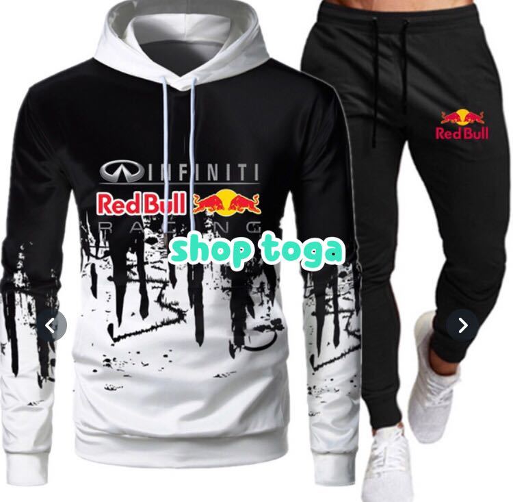 パーカー レッドブル 上下セットアップ セットアップ スエット ジャージ 長袖 Ｌ スウェット RedBull ロングパンツ 上下 フーディ 上下セット 予約販売メンズ シンプルラインパーカースウェット上下セット