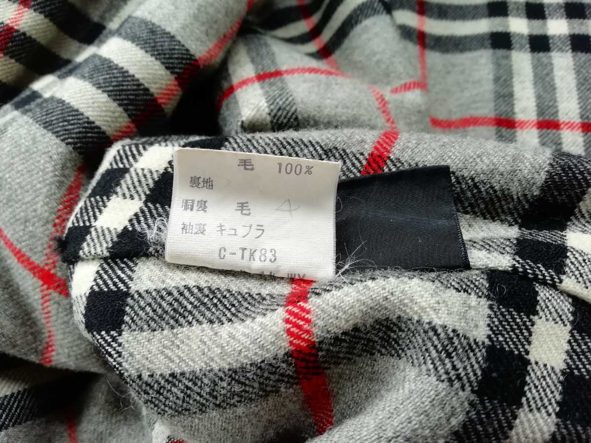 vintage【美品】90s 80s BURBERRY ウール ブルゾン size-L グレー 