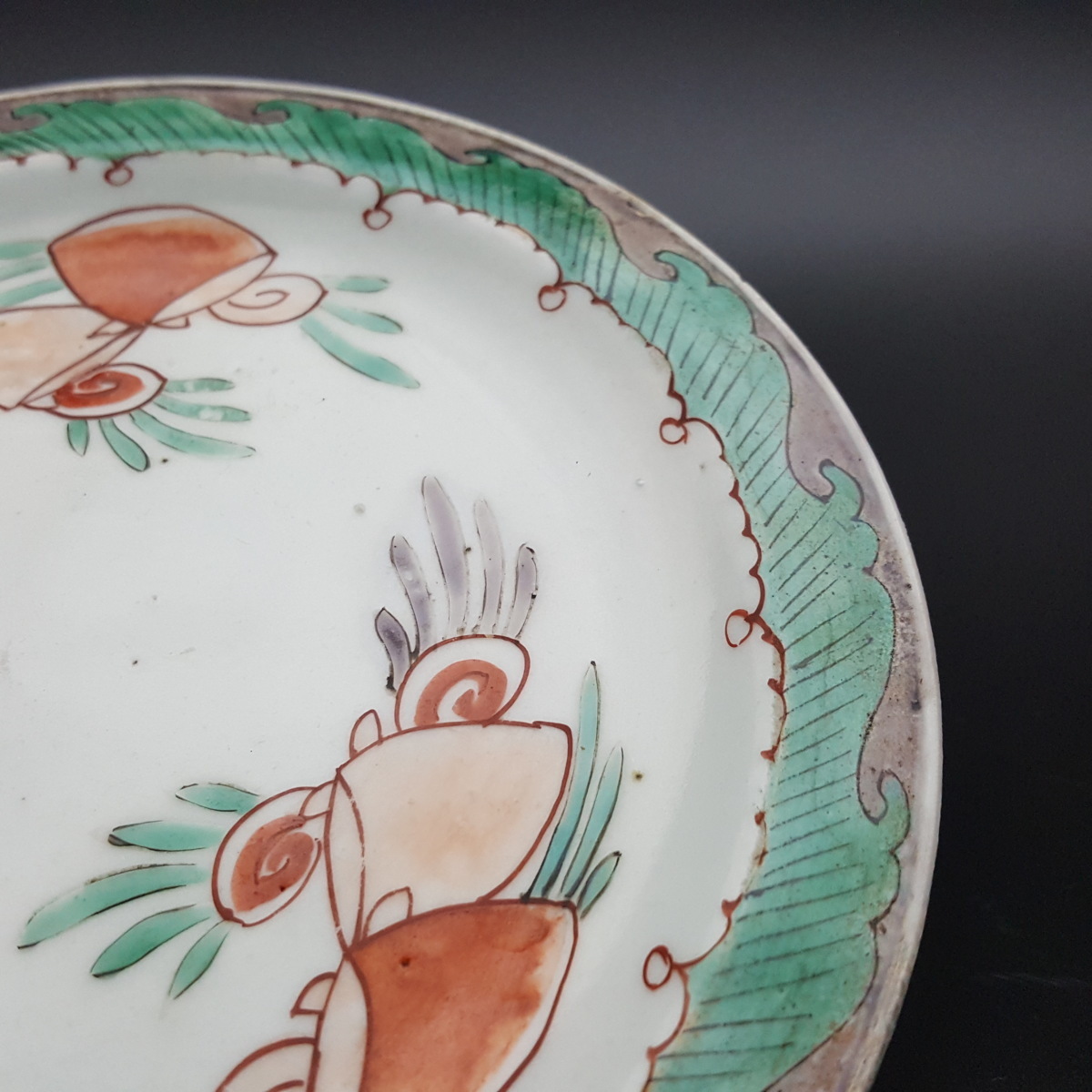 【宝蔵】中国美術 色絵花文皿 平皿 18cm 中国古玩 色絵磁器_5