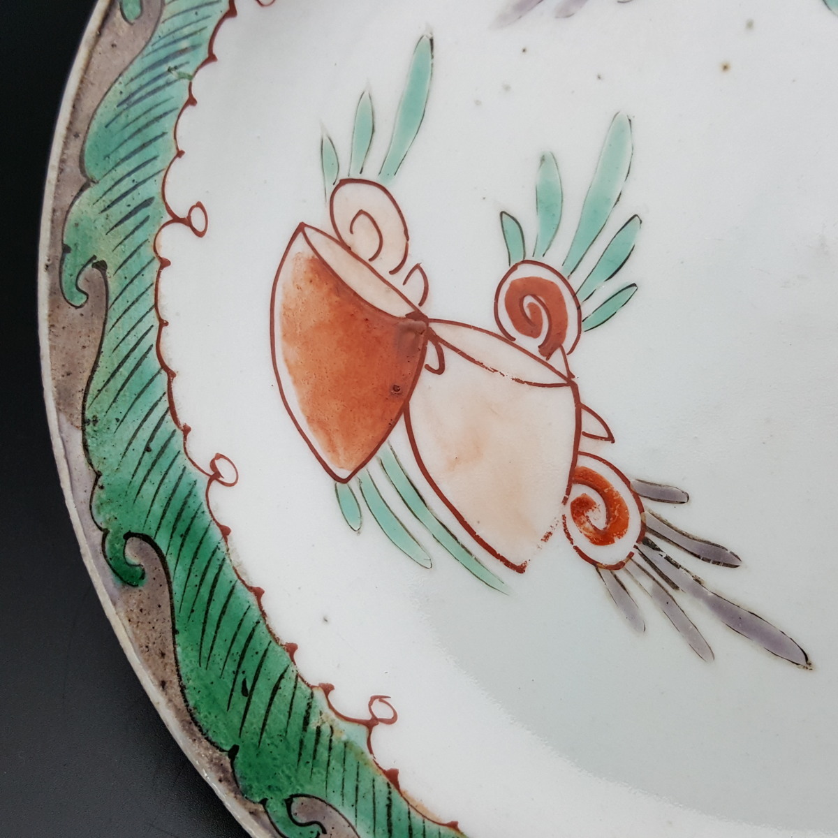 【宝蔵】中国美術 色絵花文皿 平皿 18cm 中国古玩 色絵磁器_6