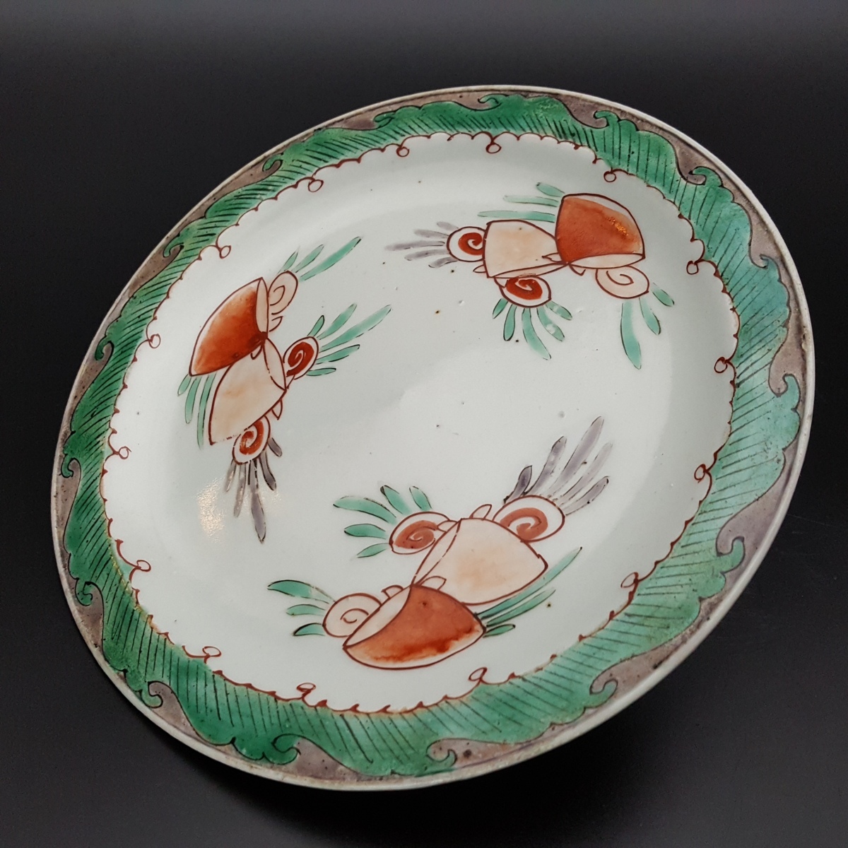 【宝蔵】中国美術 色絵花文皿 平皿 18cm 中国古玩 色絵磁器_7