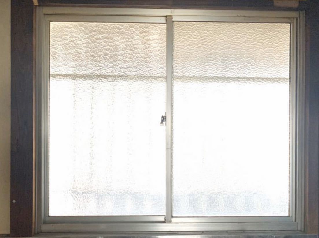 【今月限り 最終】窓サッシ 曇りガラス アンティーク 古屋 1枚横39.5cm×縦80.5cm 2枚 横約76cm × 縦80.5cm 2枚セット_1