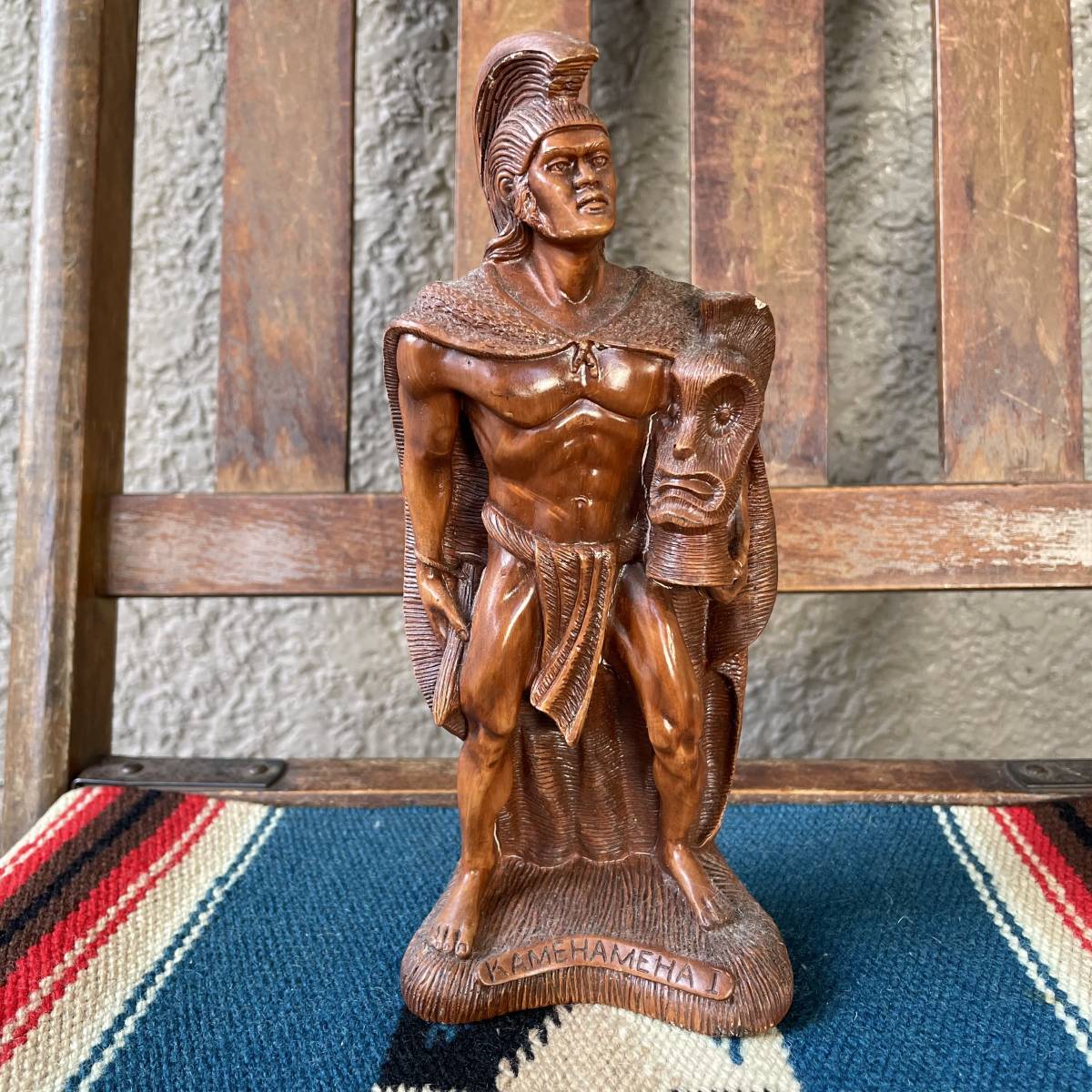 貴重！アメリカアンティーク　カメハメハ大王ハワイ置物　USA製ヴィンテージ/アロハ60’s70’sティキtikiメネフネフラガール古着レトロ