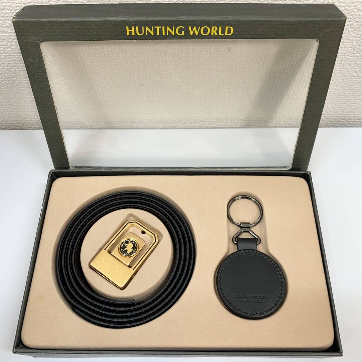 6189】HUNTING WORLD ハンティングワールド レザーベルト/バックル 