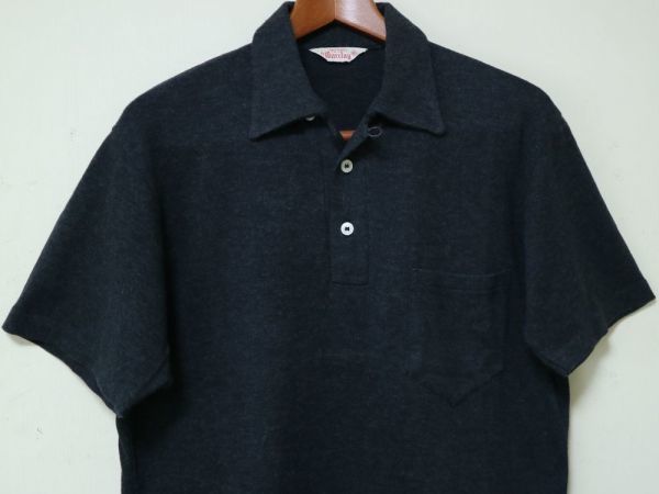 レア ! デッドストック 50Ｓ チャコール ブラック オープンカラー ビンテージ カットソー 半袖 シャツ M // L ポロシャツ ロカビリー