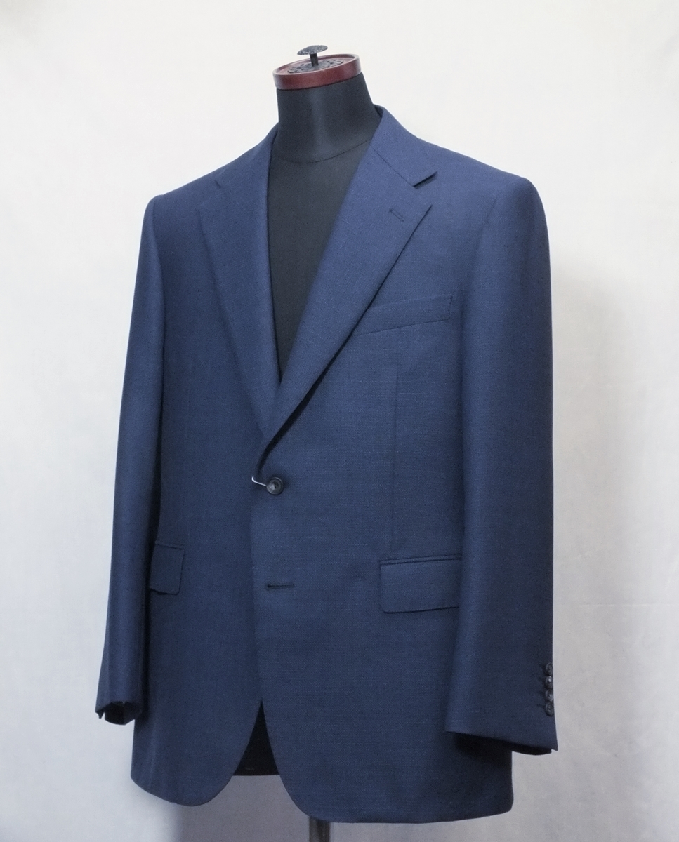 5201【LONNER】ロンナー日本製最高級/春夏背抜き仕立て ジャケット/ネービー系/38L（BE5相当）胸囲100-ウエスト94-身長170