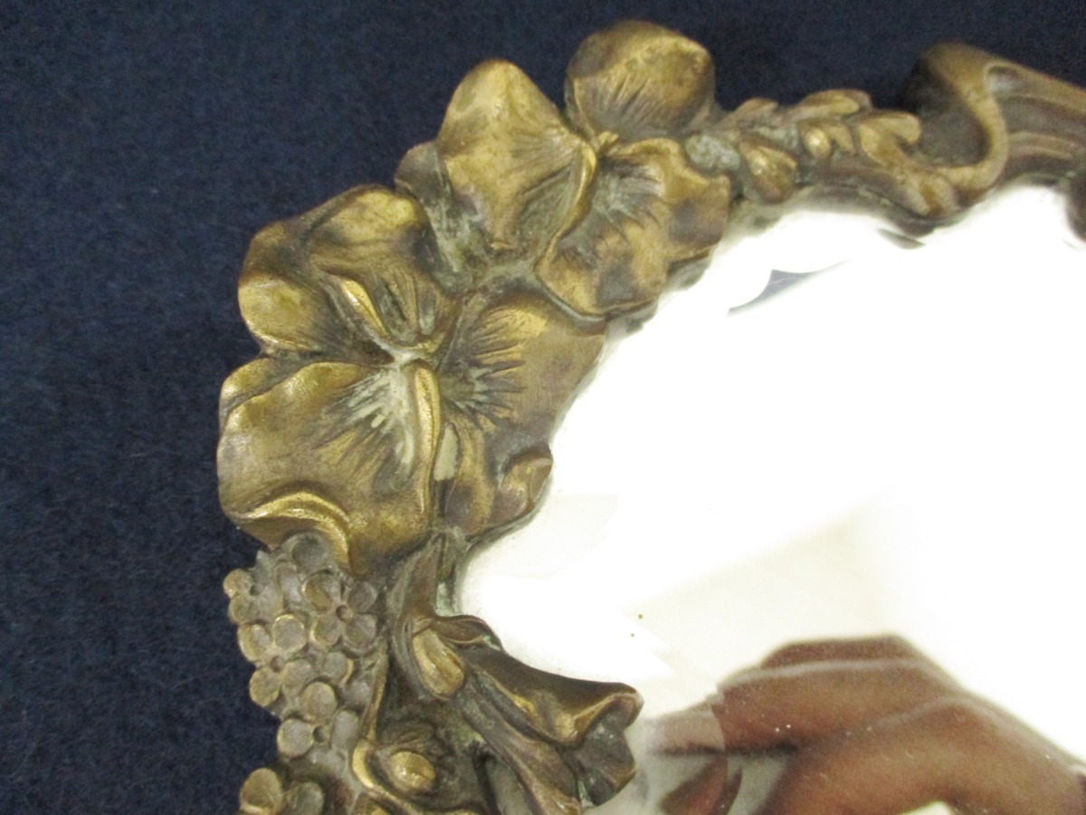 S354 手鏡 ハンドミラー アールヌーボー調 花 女神 装飾 芸術 美術 クラシック アンティーク 金工 工芸 インテリア 彫刻 デザイン 手鏡 売買されたオークション情報 Yahooの商品情報をアーカイブ公開 オークファン Aucfan Com