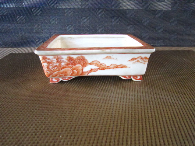  盆栽 鉢⑥ 月香作 赤絵山水図長方鉢 傷鉢 11.5cm(鉢)｜売買されたオークション情報、yahooの商品情報をアーカイブ公開 - オークファン 鉢