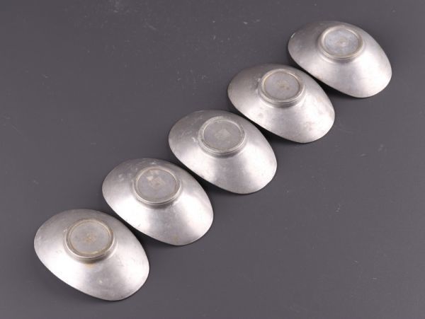 中国古玩 唐物 煎茶道具 古錫造 茶托 五客 時代物 極上品 初だし品