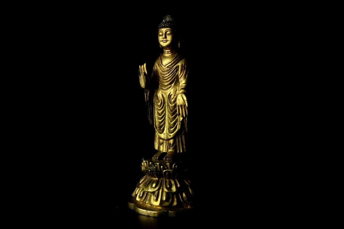 仏教美術　古銅鍍金　釈迦如来立像　仏像　V　5072A 文化遺産オンライン 釈迦如来坐像 - 純銅製釈迦如来像 Etsy 日本