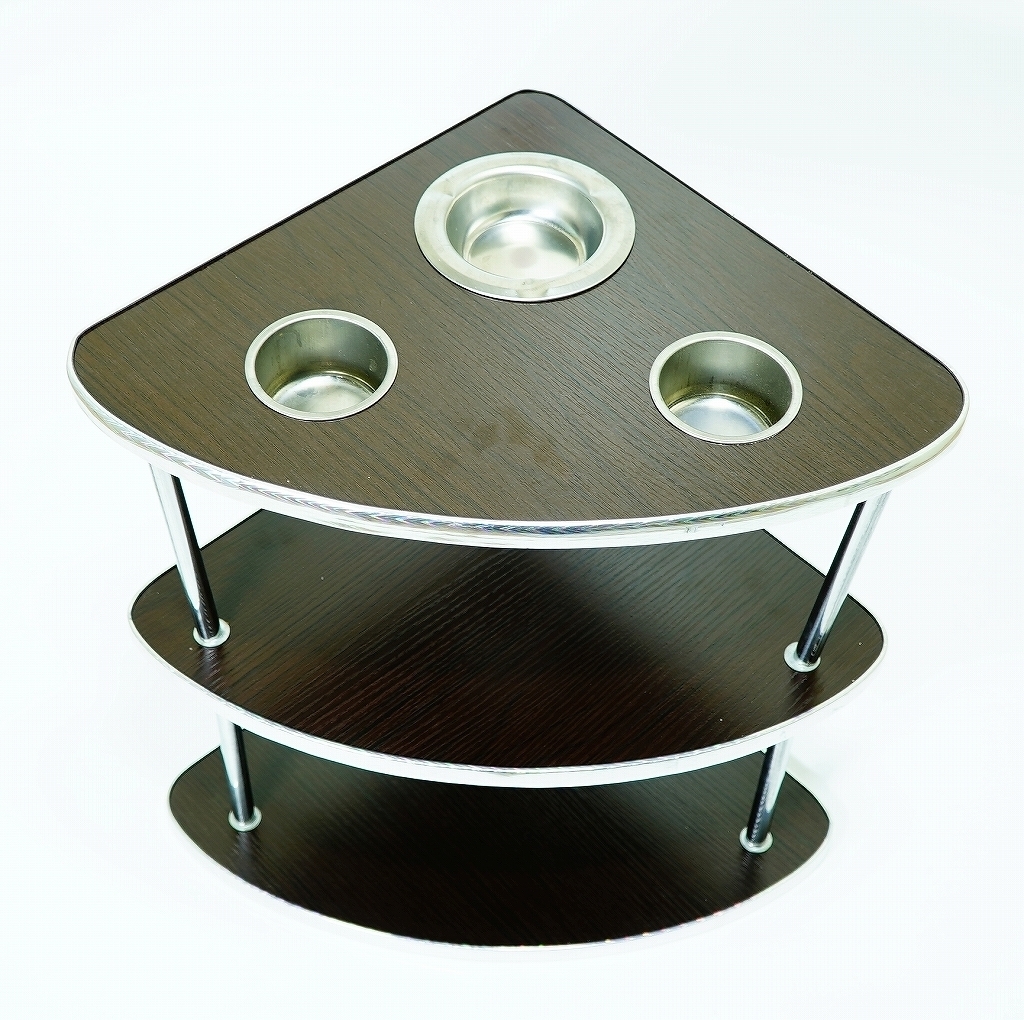 全自動麻雀卓のお供に！灰皿付きドリンクテーブル 4台セット！三角コーナー用サイドテーブル_4