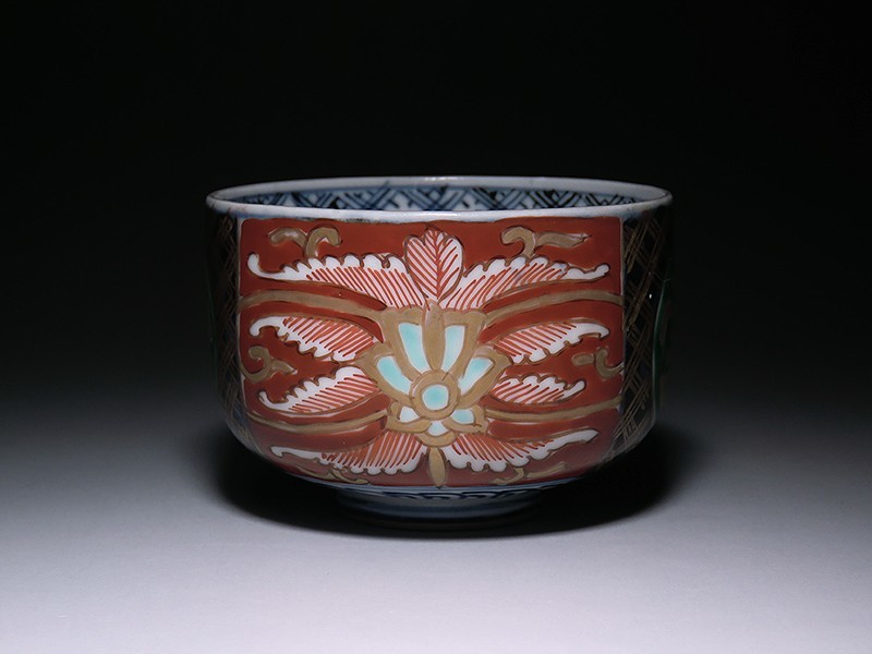 古伊万里 ころ茶碗 骨董品 蓋茶碗 山水人物画 手描き染付 玉子形