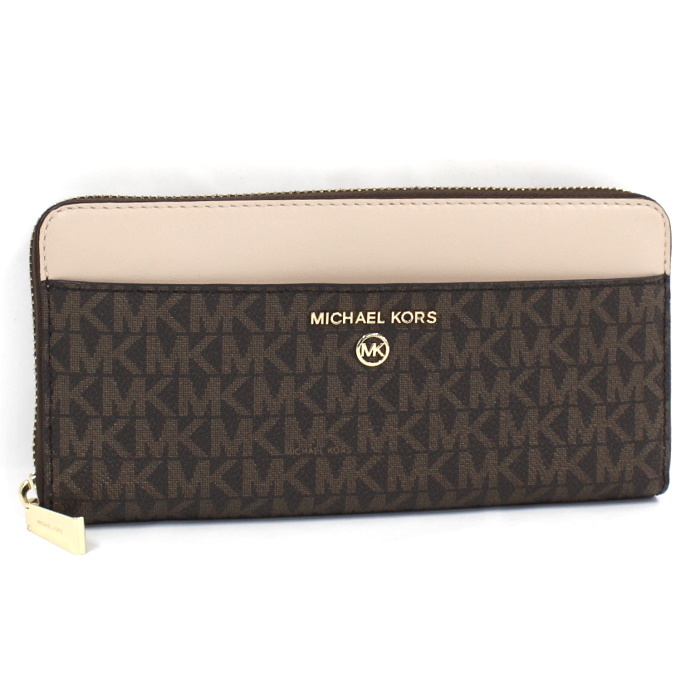 MICHAEL マイケルコース KORS 長財布 レザー ピンク 美品 ラウンド 