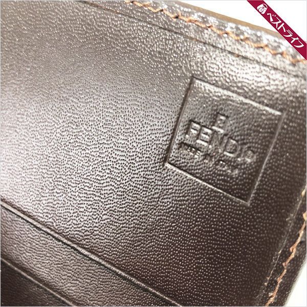 ズッカ柄 フェンディ 長財布 FENDI 財布 FF 二つ折り ブラウン 極美品