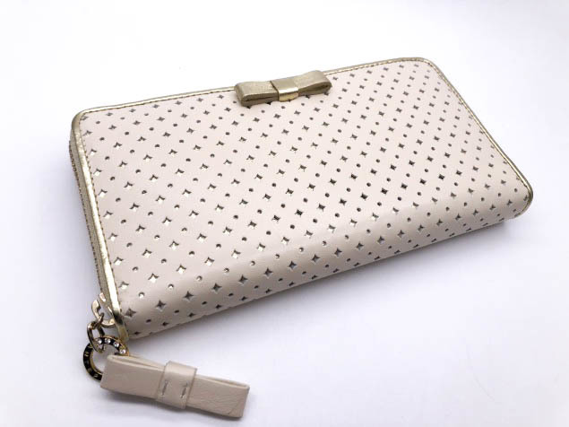 0g9新品◆アンテプリマ リボン付 長財布 JAL限定◆ANTEPRIMA/ロングウォレット /牛革レザー/ベージュ×ゴールド