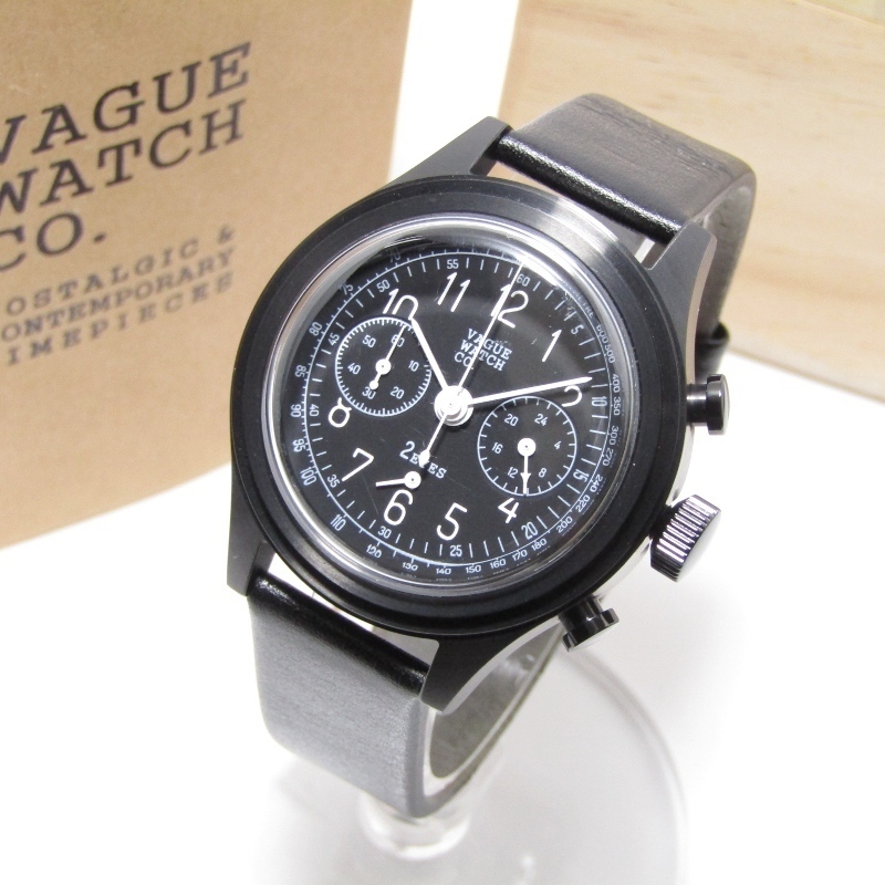 VAGUE WATCH Co. ヴァーグウォッチ 2C-L-003 クロノグラフ 2EYES ツーアイズ アナログ レザーベルト メンズ レディース ブラック 28004411