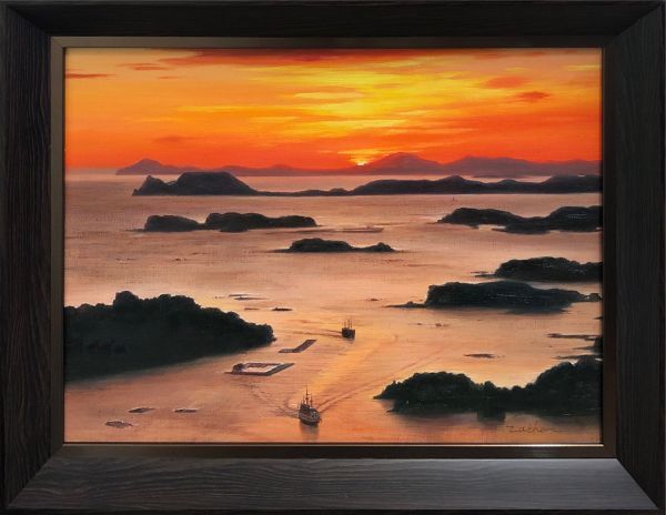 ☆5月新作☆油絵 風景画『九十九島 長崎』Eathan作 肉筆1点物 観光地