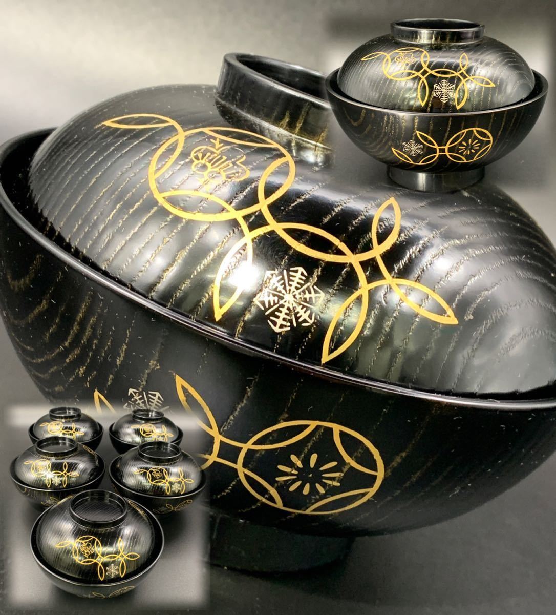 豊富な，SALE 平安象彦 蒔絵瓢箪煮物椀 五客