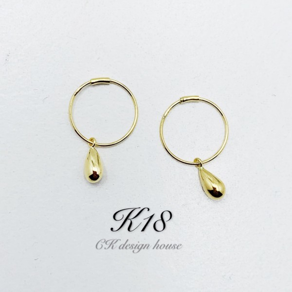 K18 18金 ピアス　フープピアス　ドロップ　しずく　メンズ　レディース　プレゼント　ギフト